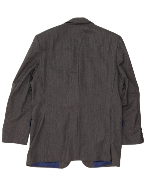 Marks & Spencer Mens 2 Button Blazer Jacket UK 42 Large Grey Pinstripe Wool