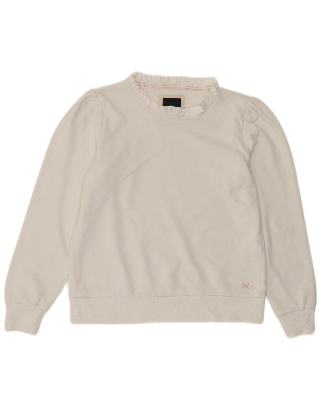 CREW CLOTHING Womens Sweatshirt Jumper UK 12 Medium White Cotton