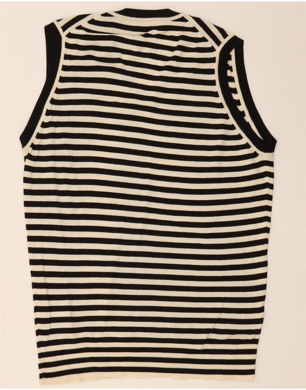 Paul Smith Womens Vest Tank Top UK 16 Large Black Striped Cotton