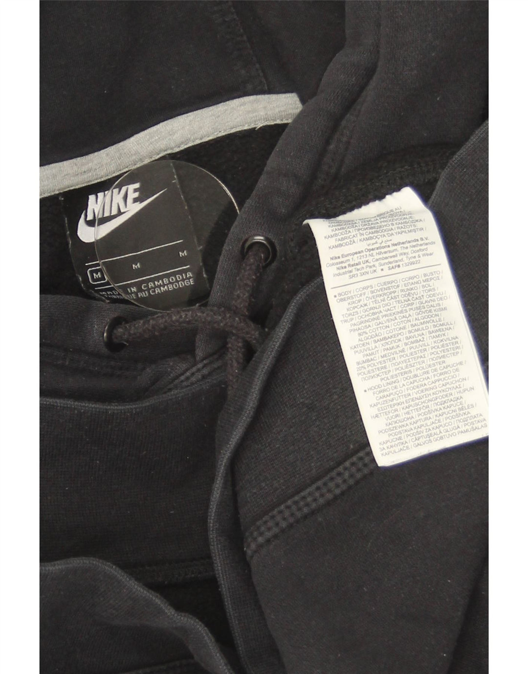 Nike Mens Hoodie Jumper Medium Black Cotton