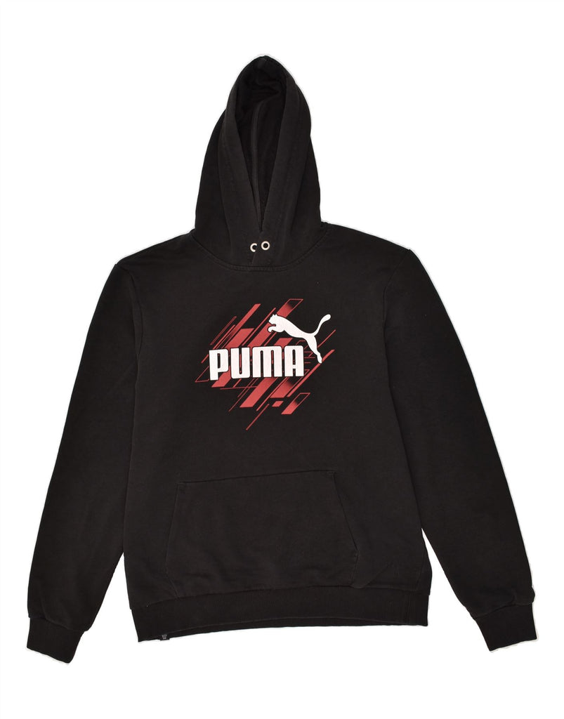 PUMA Mens Graphic Hoodie Jumper Large Black | Vintage Puma | Thrift | Second-Hand Puma | Used Clothing | Messina Hembry 