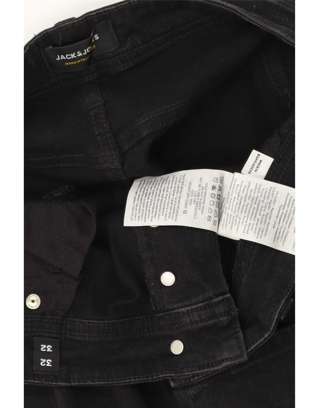 Jack & Jones Mens Straight Jeans W32 L32 Black Cotton