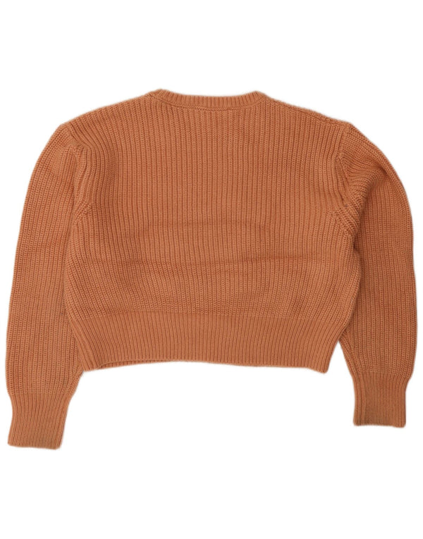 Zara Womens Crop Oversized Crew Neck Jumper Sweater UK 10 Small Orange