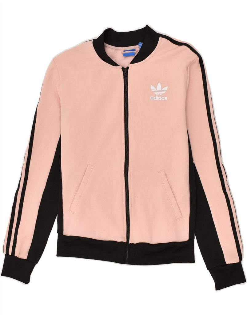 ADIDAS Womens Graphic Tracksuit Top Jacket UK 6 XS Pink Colourblock | Vintage Adidas | Thrift | Second-Hand Adidas | Used Clothing | Messina Hembry 