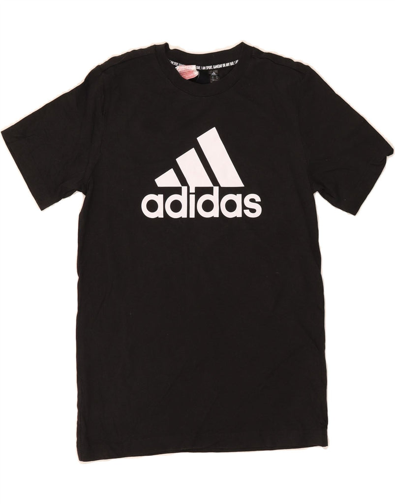 ADIDAS Boys Graphic T-Shirt Top 11-12 Years Black Cotton Vintage Adidas and Second-Hand Adidas from Messina Hembry 