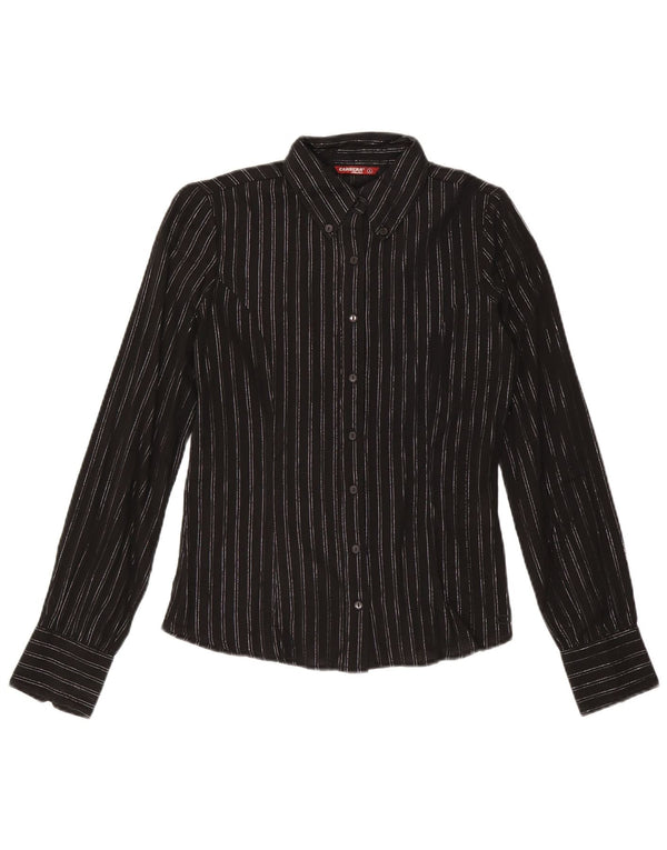 Carrera Womens Shirt UK 10 Small Black Striped Cotton