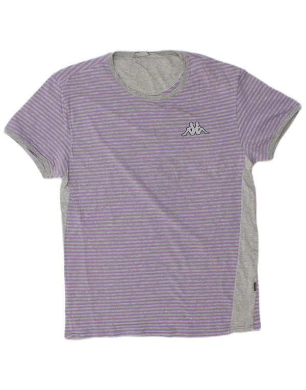 KAPPA Mens T-Shirt Top XL Purple Pinstripe Cotton