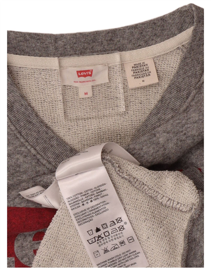 Levi's Womens Graphic Sweatshirt Jumper UK 14 Medium Grey Cotton