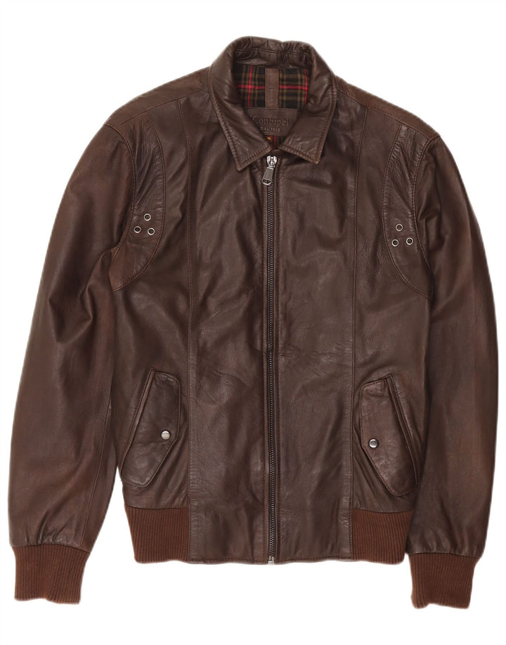 Conbipel Mens Leather Jacket IT 46 Small Brown Leather