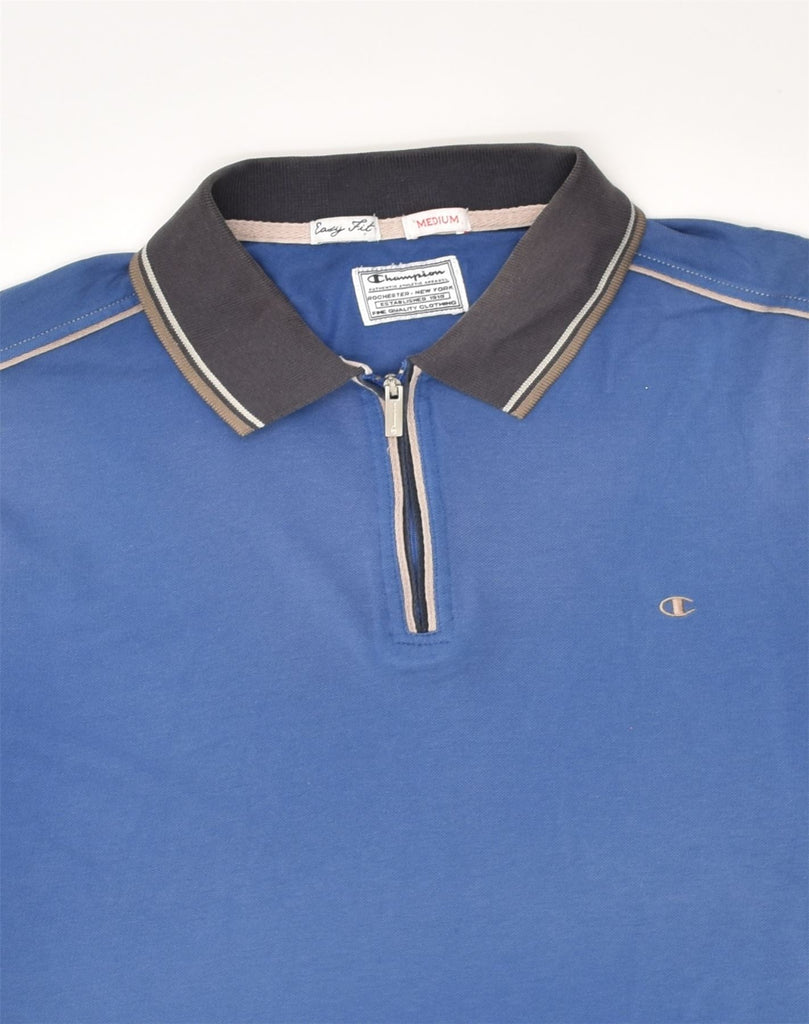 CHAMPION Mens Easy Fit Polo Shirt Medium Blue Cotton | Vintage Champion | Thrift | Second-Hand Champion | Used Clothing | Messina Hembry 