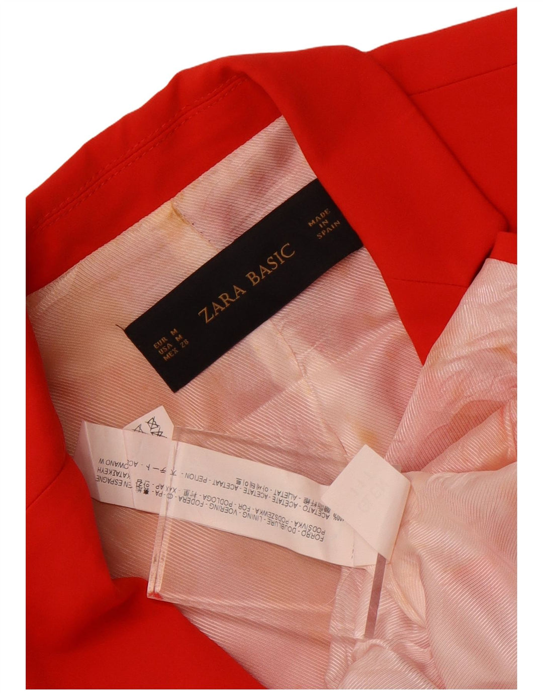 Zara Womens 1 Button Blazer Jacket UK 38 Medium Red Acetate