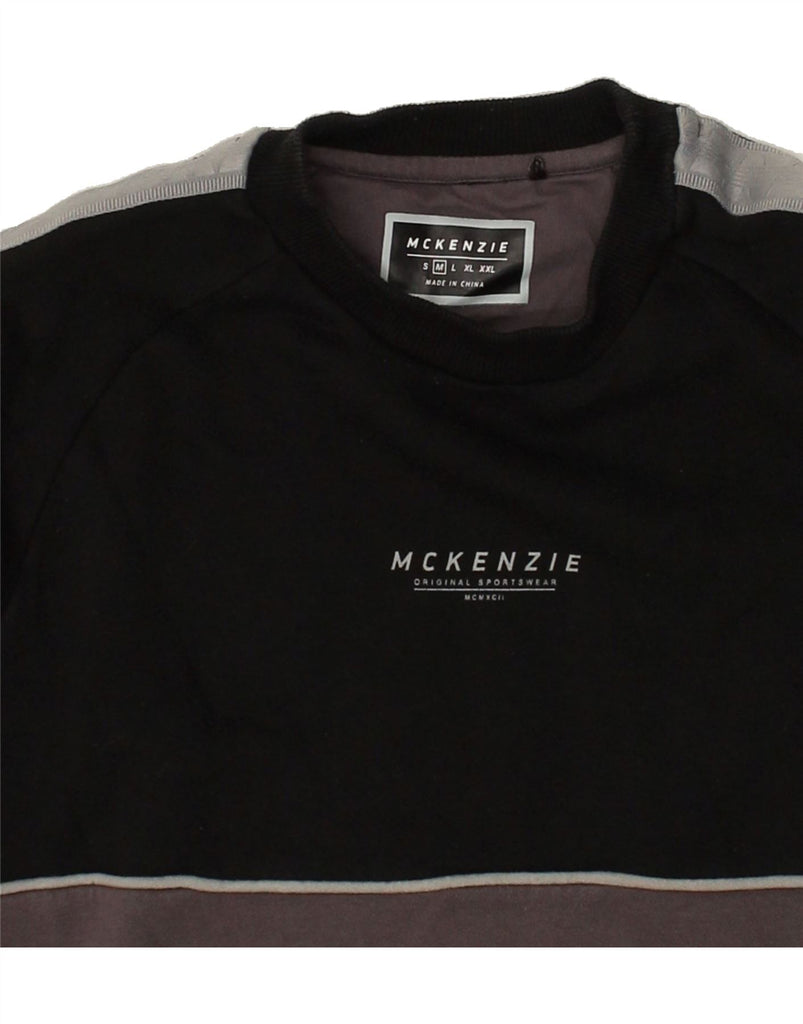 MCKENZIE Mens Graphic Sweatshirt Jumper Medium Grey Colourblock Cotton | Vintage Mckenzie | Thrift | Second-Hand Mckenzie | Used Clothing | Messina Hembry 