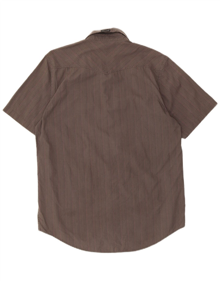 Volcom Mens Short Sleeve Shirt Large Grey Pinstripe Cotton
