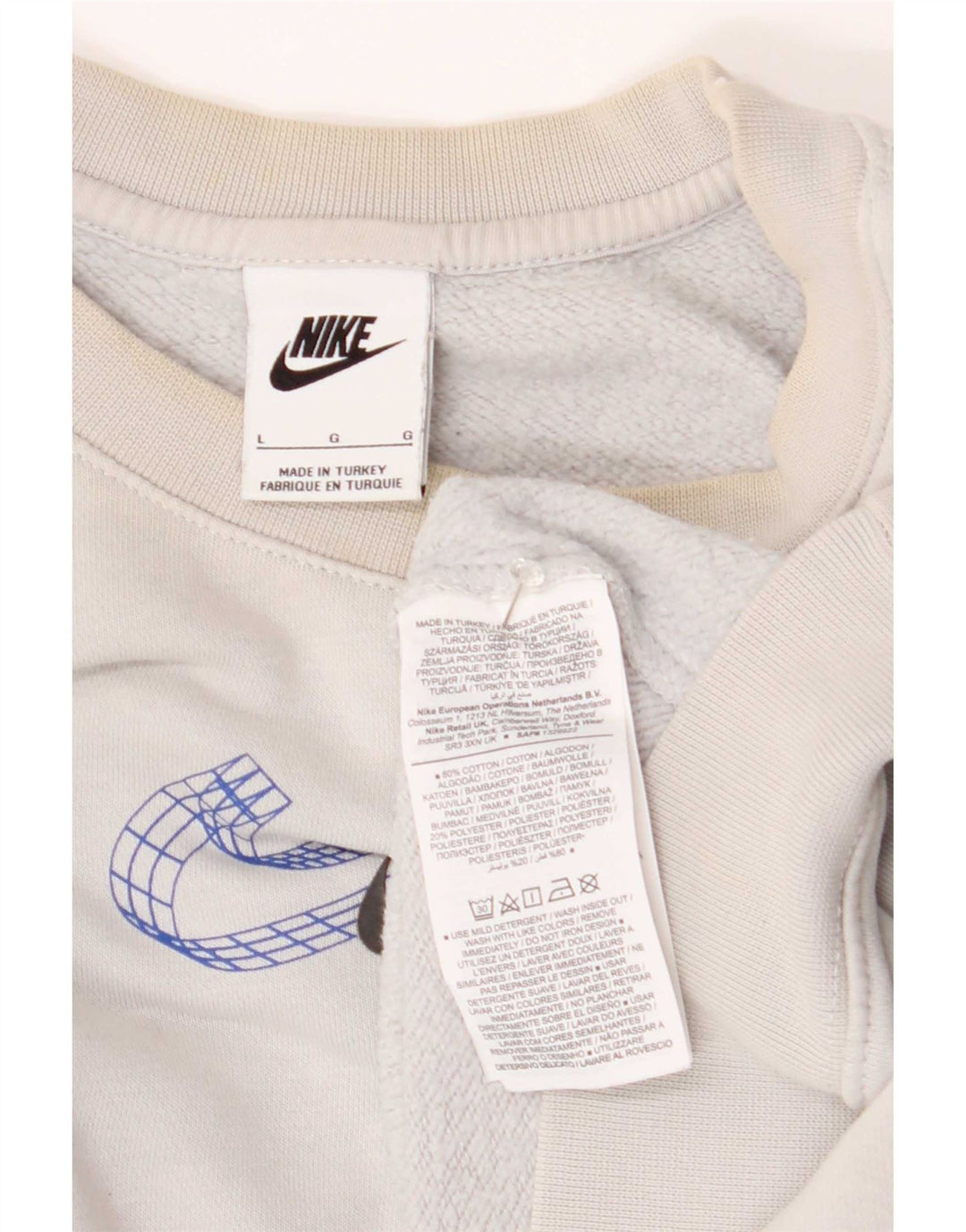 Nike Mens Graphic Sweatshirt Jumper Large White Cotton
