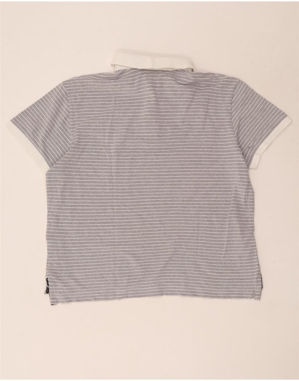 Lotto Mens Polo Shirt Large Blue Striped Cotton