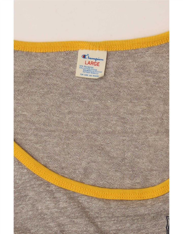 Champion Mens Vest Top Large Grey Striped Polyester
