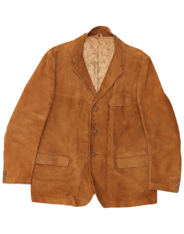 Vintage Mens 3 Button Suede Blazer Jacket UK 40 Large Beige