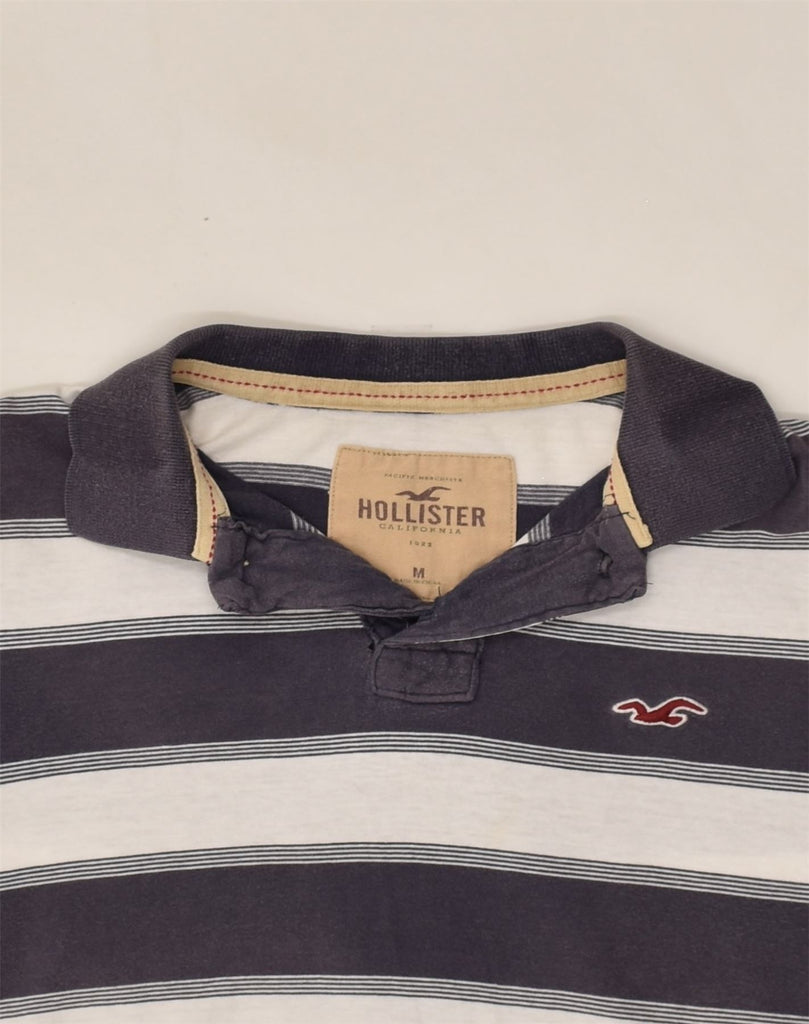 HOLLISTER Mens Polo Shirt Medium Navy Blue Striped Cotton | Vintage Hollister | Thrift | Second-Hand Hollister | Used Clothing | Messina Hembry 