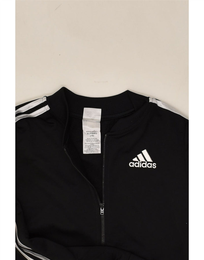 ADIDAS Girls Tracksuit Top Jacket 15-16 Years XL Black Polyester | Vintage Adidas | Thrift | Second-Hand Adidas | Used Clothing | Messina Hembry 