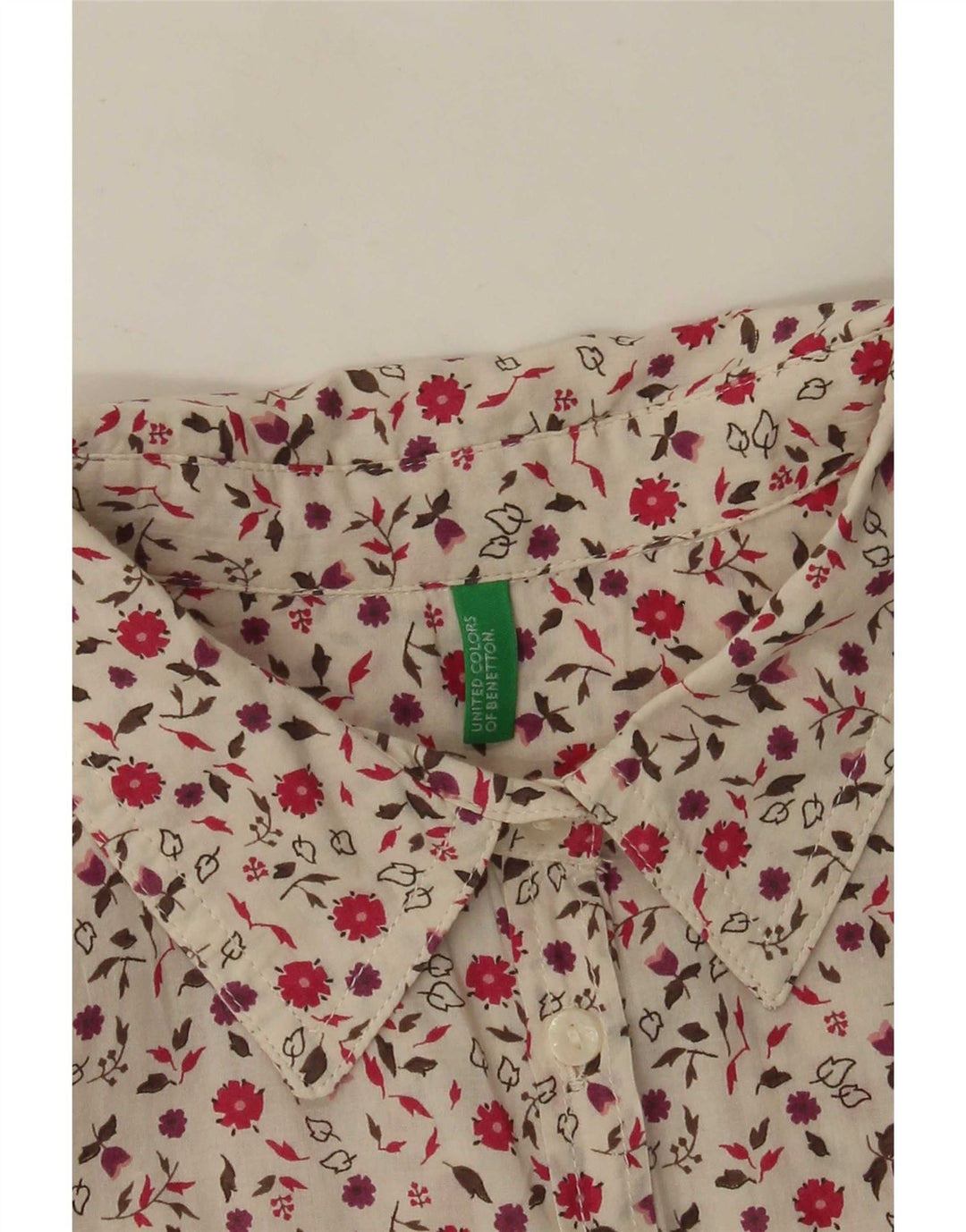 Benetton Womens Shirt UK 16 Large White Floral