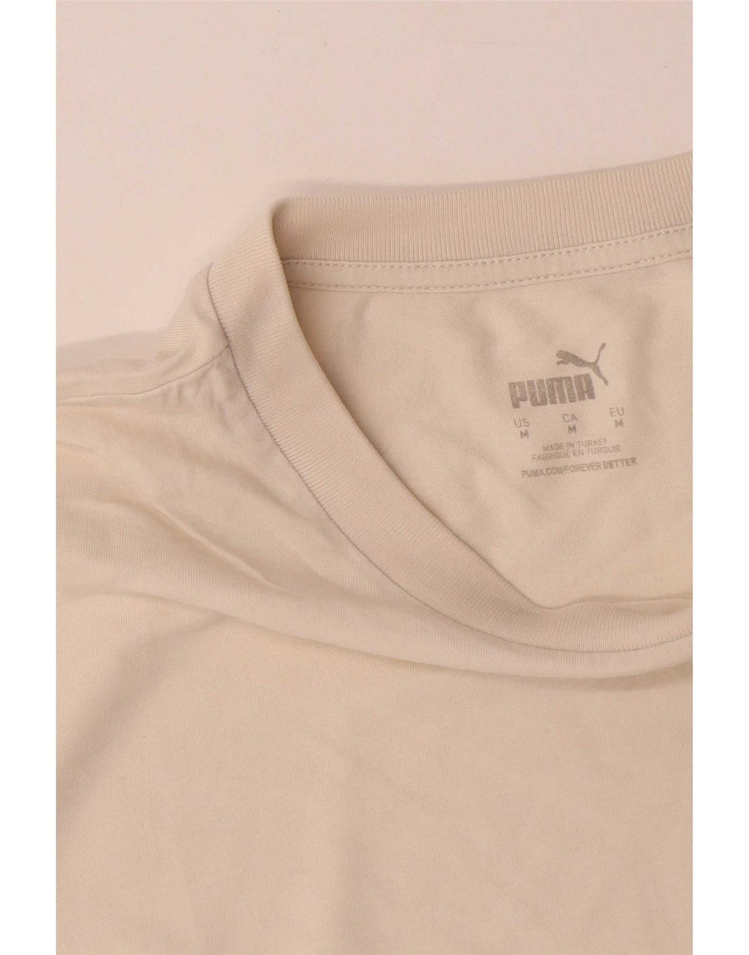 Puma Mens T-Shirt Top Medium Off White Cotton