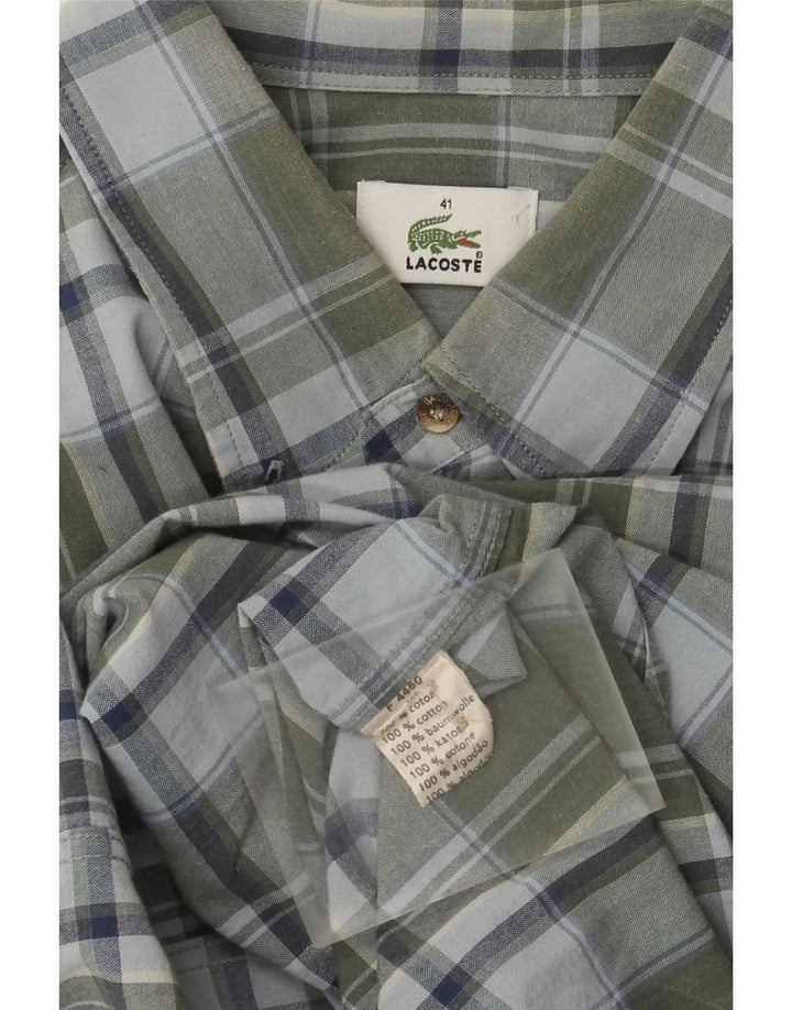 Lacoste Mens Checked  Shirt Size 41 Large Khaki Check Cotton