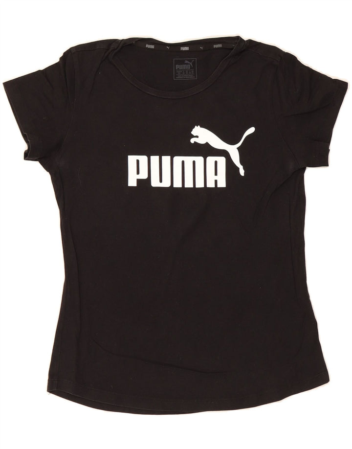 PUMA Womens Graphic T-Shirt Top UK 10 Small Black Vintage Puma and Second-Hand Puma from Messina Hembry 