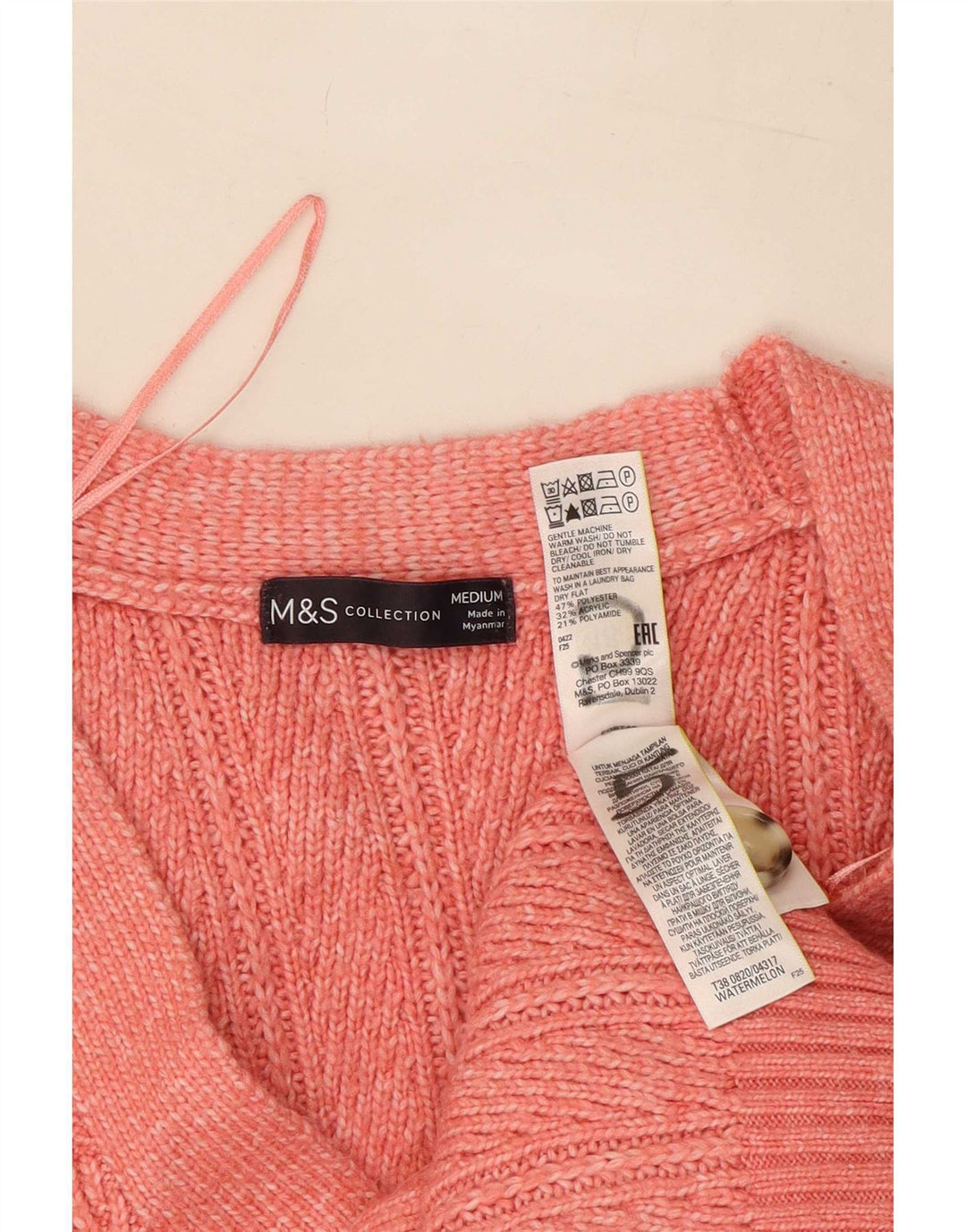 Marks & Spencer Womens Cardigan Sweater UK 14 Medium Pink Polyester