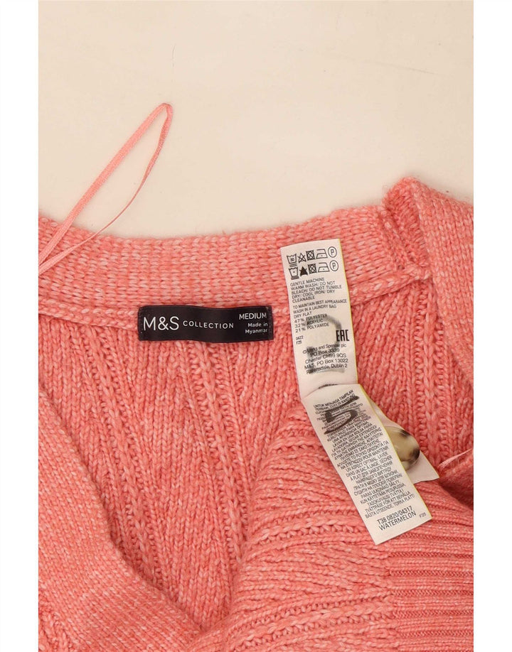 Marks & Spencer Womens Cardigan Sweater UK 14 Medium Pink Polyester
