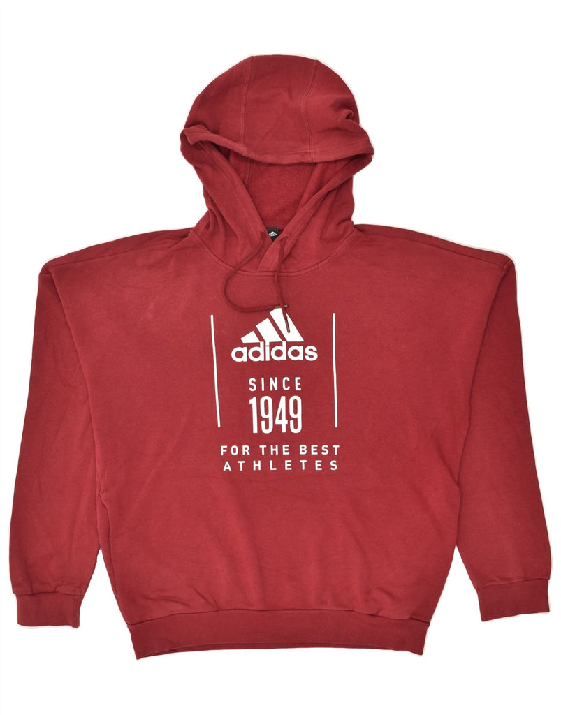 ADIDAS Mens Graphic Hoodie Jumper XL Red Cotton | Vintage Adidas | Thrift | Second-Hand Adidas | Used Clothing | Messina Hembry 