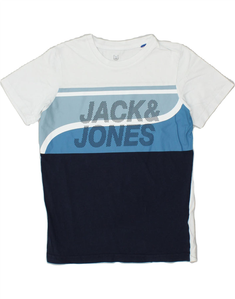 JACK & JONES Boys Graphic T-Shirt Top 11-12 Years White Colourblock Cotton | Vintage Jack & Jones | Thrift | Second-Hand Jack & Jones | Used Clothing | Messina Hembry 