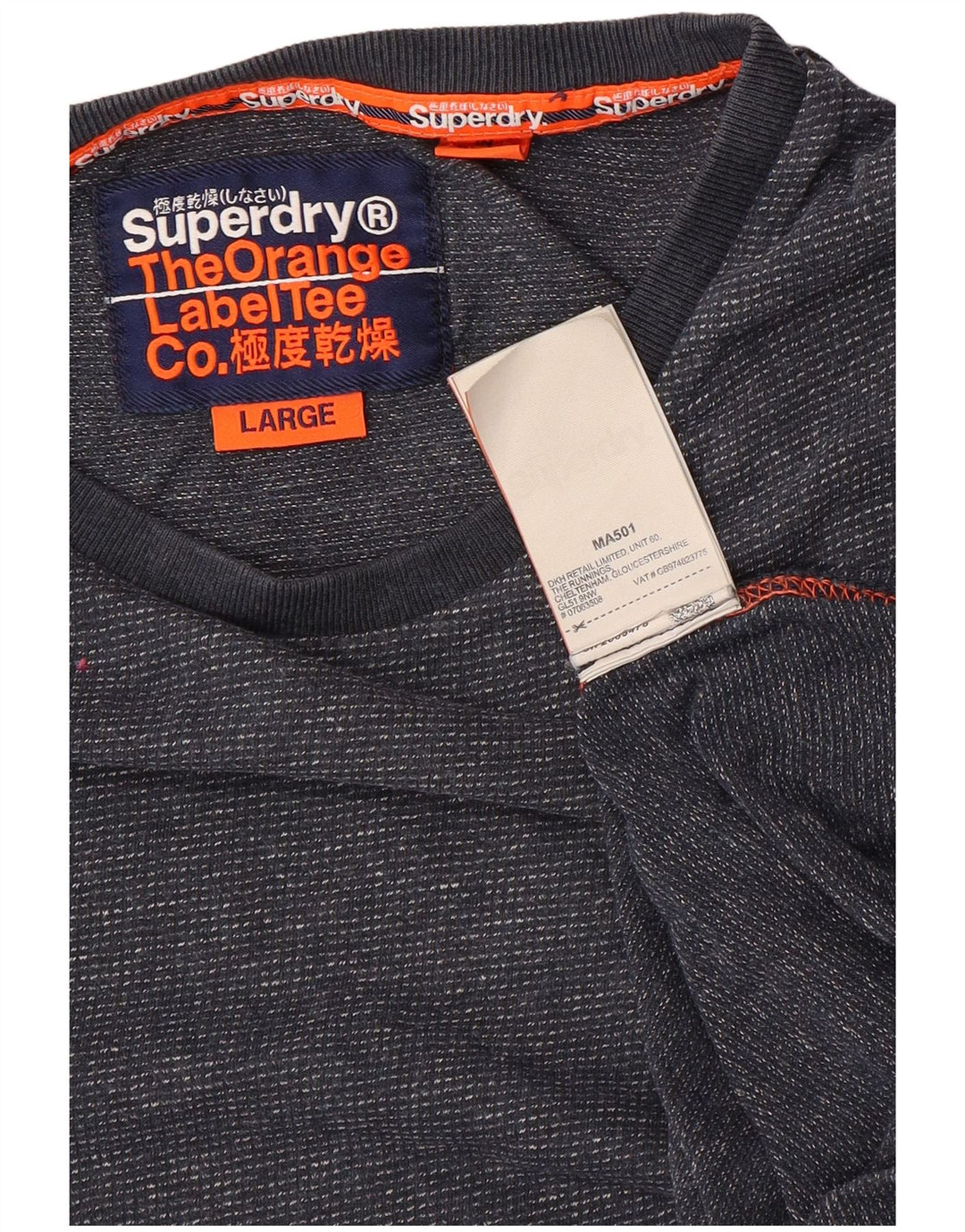 Superdry Mens T-Shirt Top Large Navy Blue Cotton