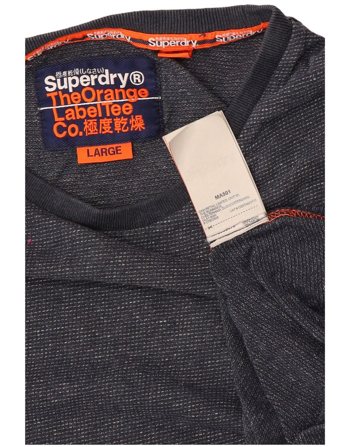 Superdry Mens T-Shirt Top Large Navy Blue Cotton