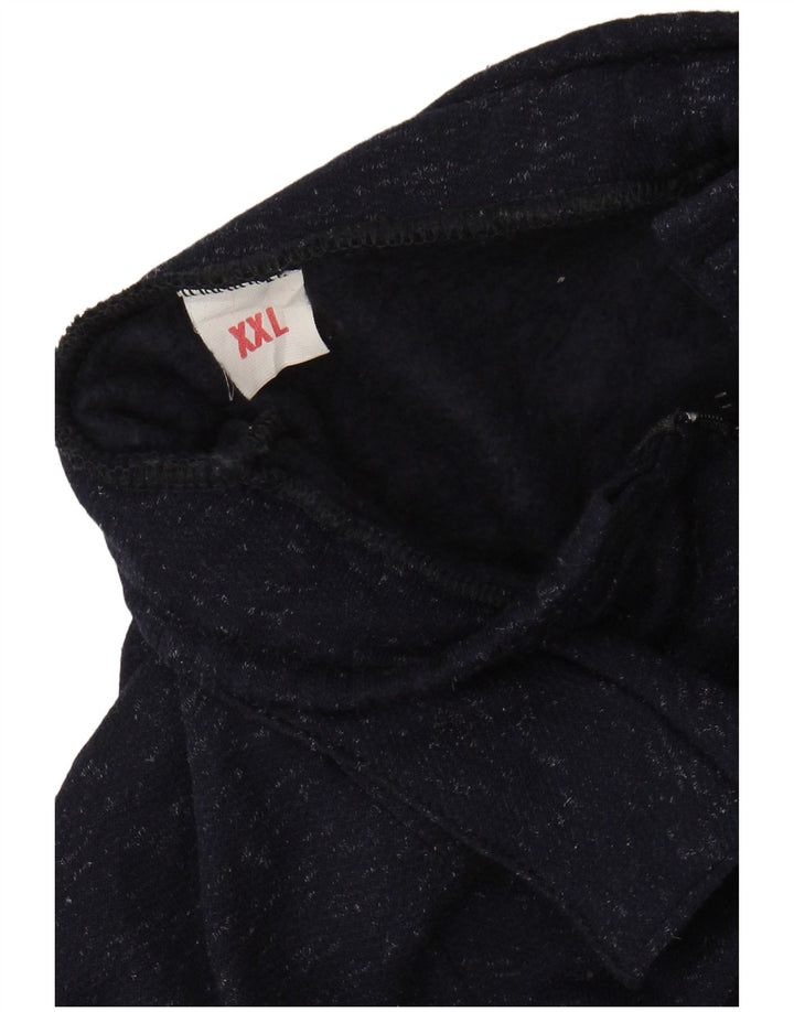 VINTAGE Womens Zip Neck Jumper Sweater UK 20 2XL Navy Blue Flecked Cotton