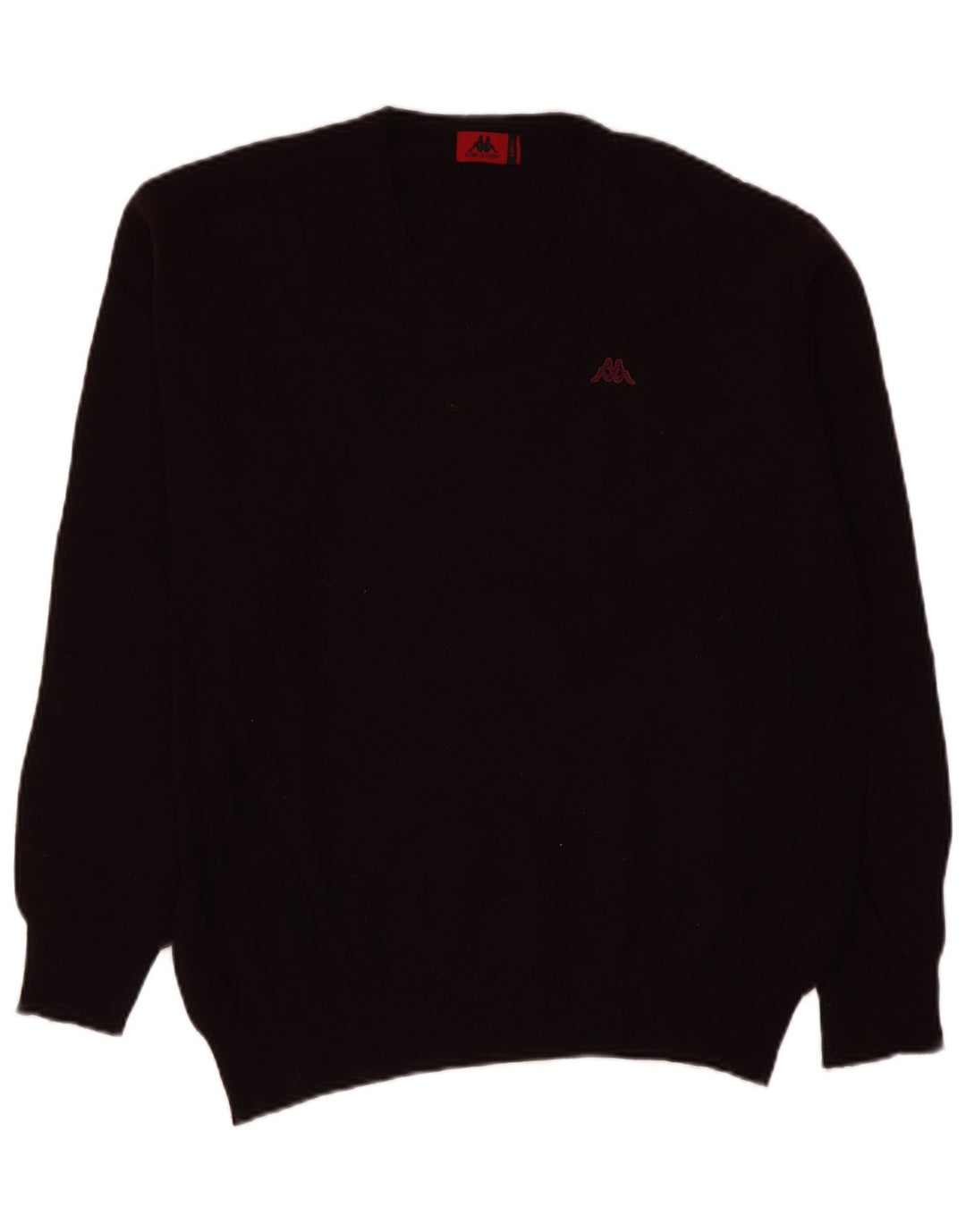 Kappa Mens V-Neck Jumper Sweater Large Burgundy Lambswool