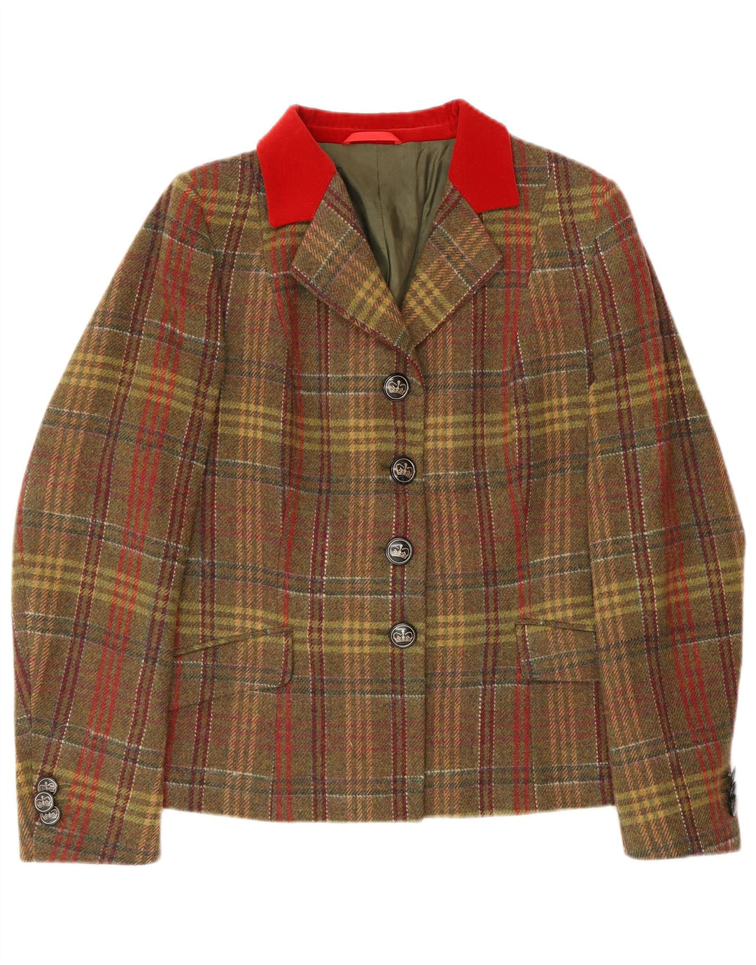 Vintage Womens 4 Button Blazer Jacket EU 48 2XL Multicoloured Plaid Classic