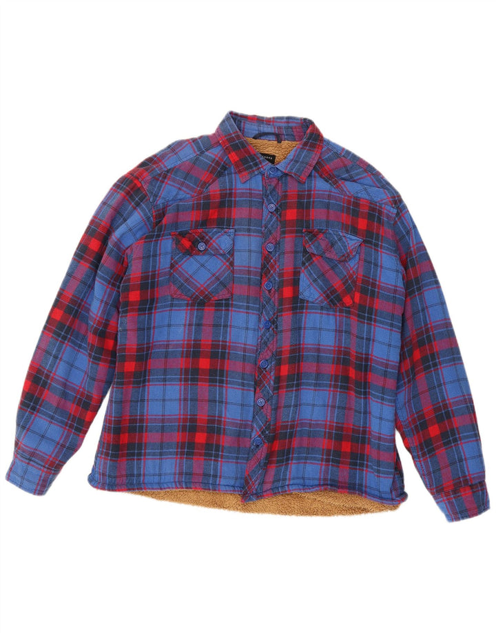 Watsons Mens Sherpa Flannel Shirt XL Blue Check Cotton