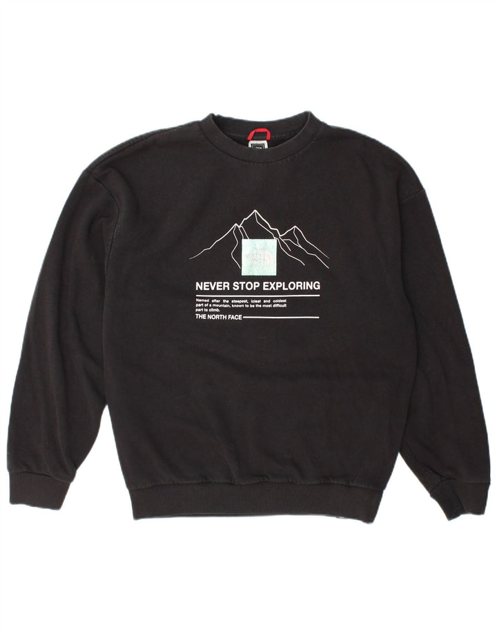 The North Face Womens Graphic Sweatshirt Jumper UK 14 Medium Black Cotton
