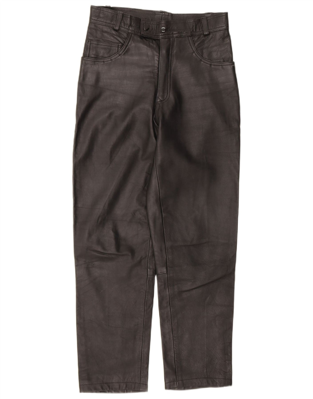 VINTAGE Womens Tapered Leather Trousers W30 L28 Black