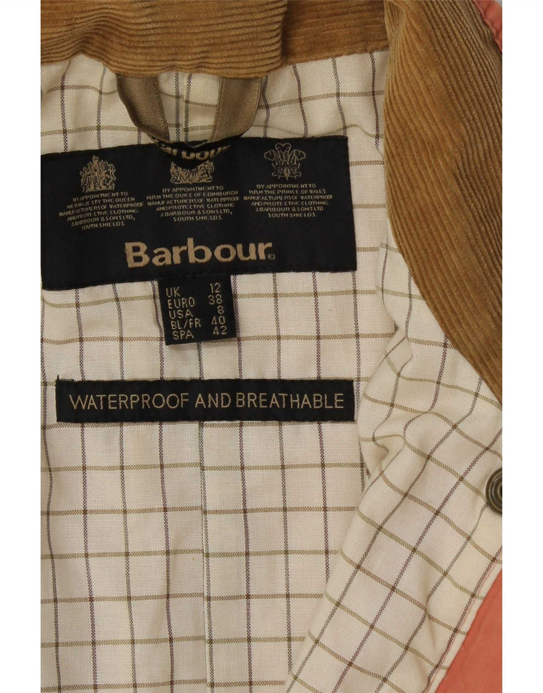 Barbour Womens Waxed Cotton Jacket UK 12 Medium Pink