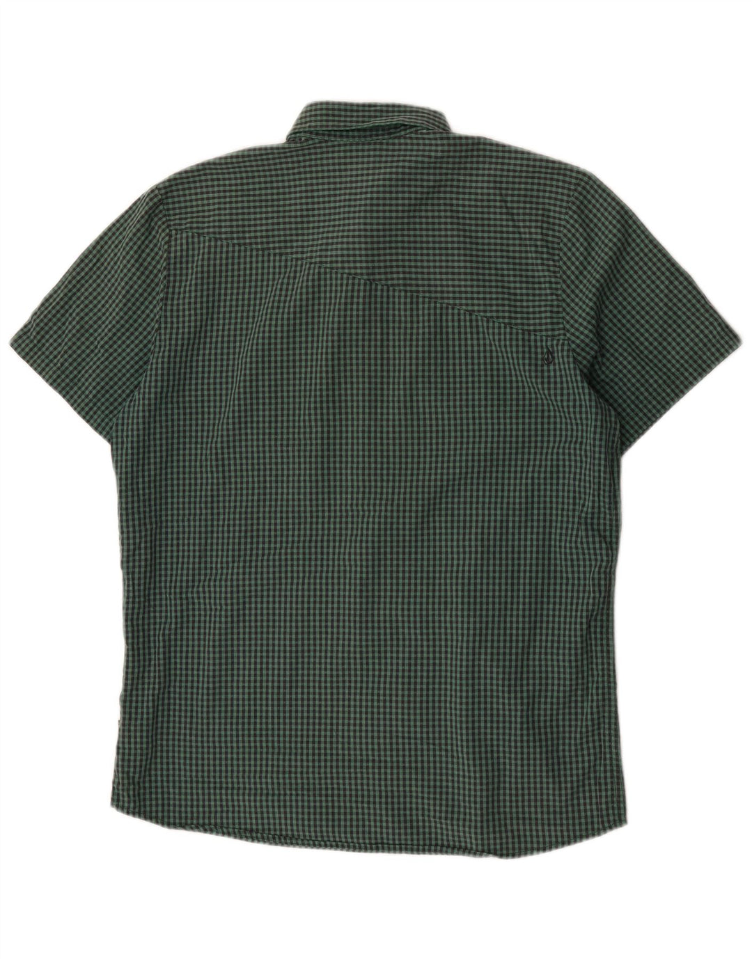 Volcom Mens Modern Fit Short Sleeve Shirt Large Green Gingham Cotton