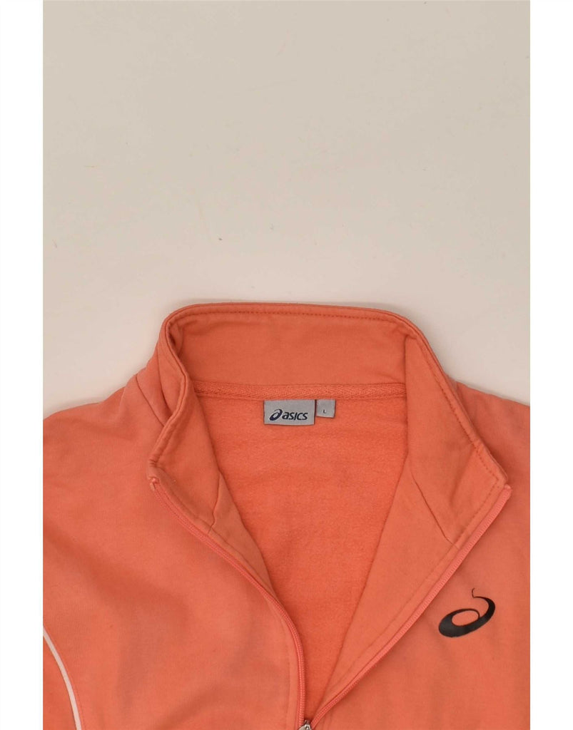 ASICS Womens Graphic Tracksuit Top Jacket UK 16 Large Orange Cotton Vintage Asics and Second-Hand Asics from Messina Hembry 