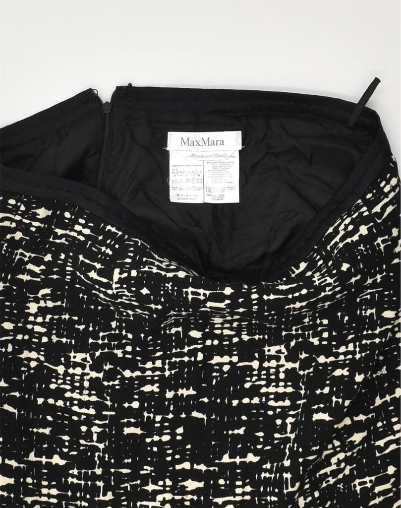 MAX MARA Womens Straight Skirt UK 16 Large W32 Black Spotted Wool | Vintage Max Mara | Thrift | Second-Hand Max Mara | Used Clothing | Messina Hembry 