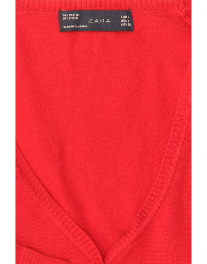Zara Womens Cardigan Sweater UK 14 Large Red