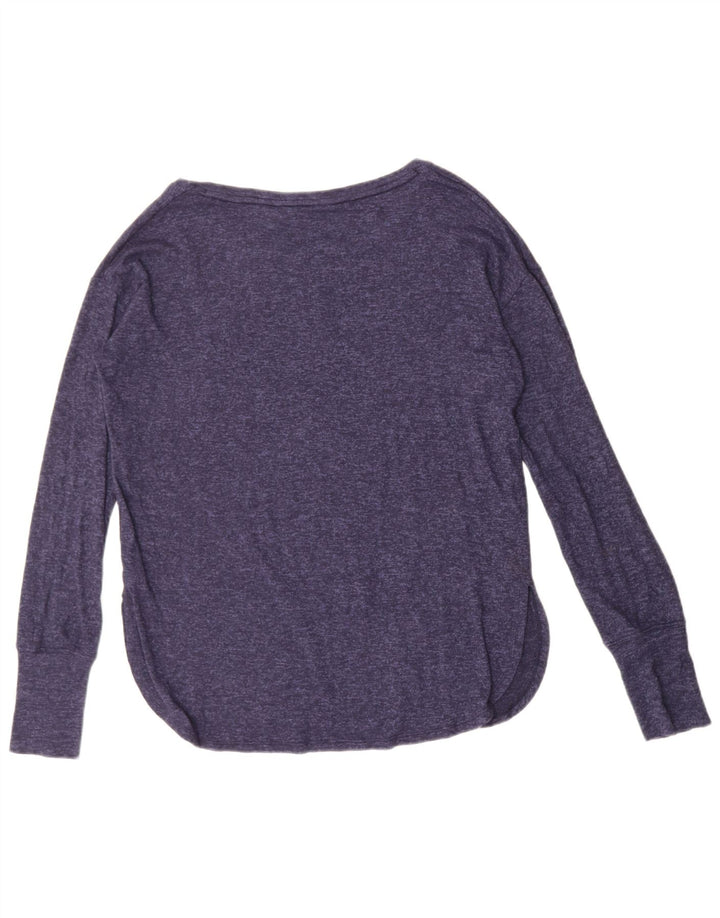 ATHLETA Womens Top Long Sleeve UK 14 Medium Navy Blue Flecked Rayon