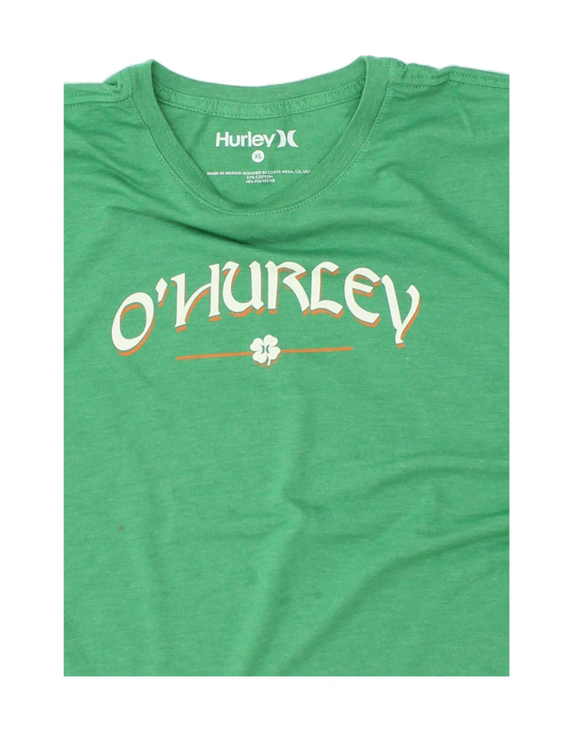 HURLEY Mens Graphic T-Shirt Top XL Green Cotton | Vintage Hurley | Thrift | Second-Hand Hurley | Used Clothing | Messina Hembry 