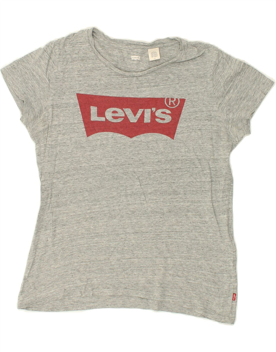 LEVI'S Womens Graphic T-Shirt Top UK 16 Large Grey Cotton Vintage Levi's and Second-Hand Levi's from Messina Hembry 