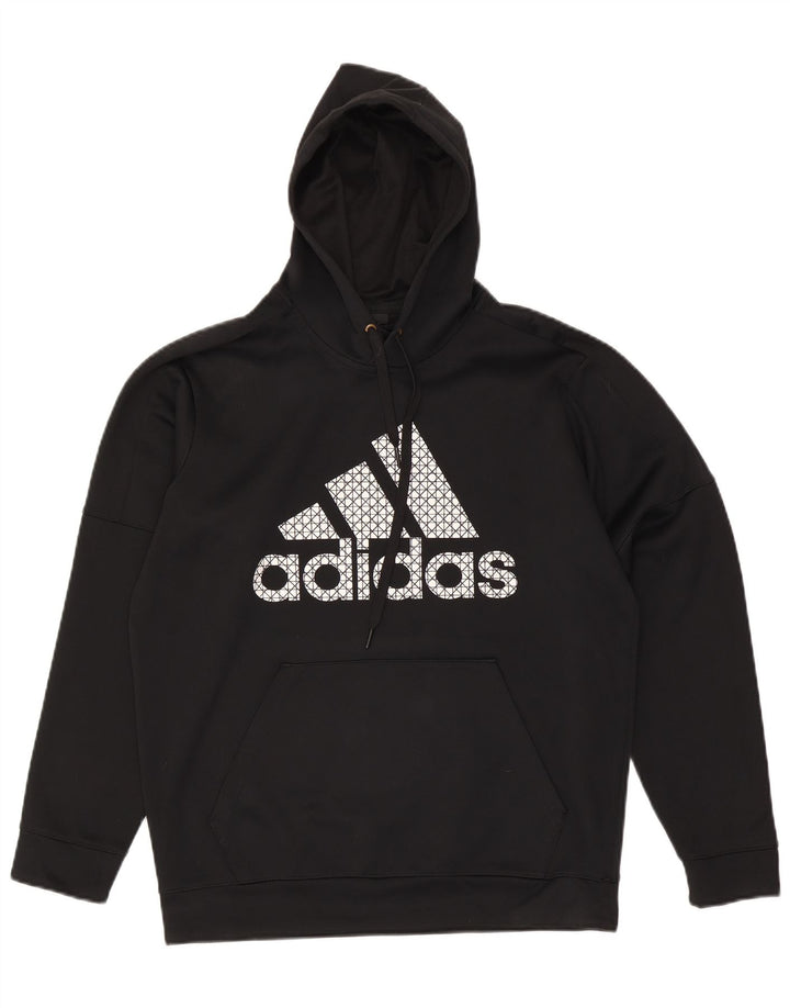 Adidas Mens Climawarm Graphic Hoodie Jumper Large Black Polyester