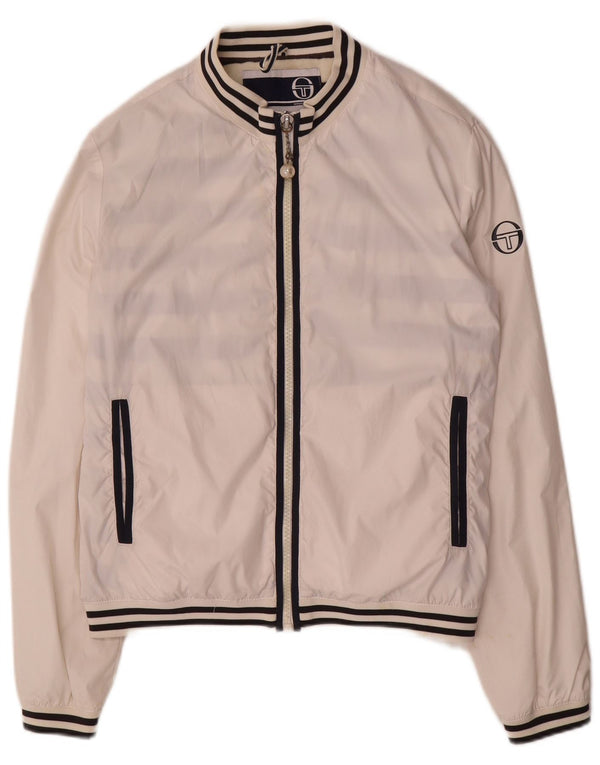 Sergio Tacchini Womens Tracksuit Top Jacket US 12 Large White Striped