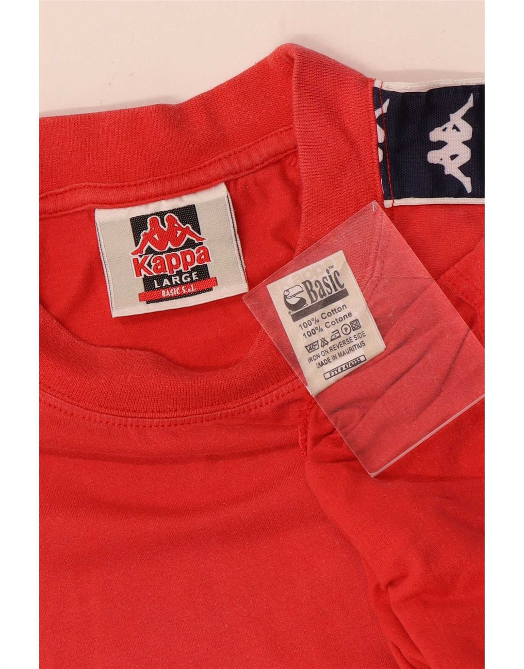 Kappa Mens Graphic T-Shirt Top Large Red Colourblock Cotton